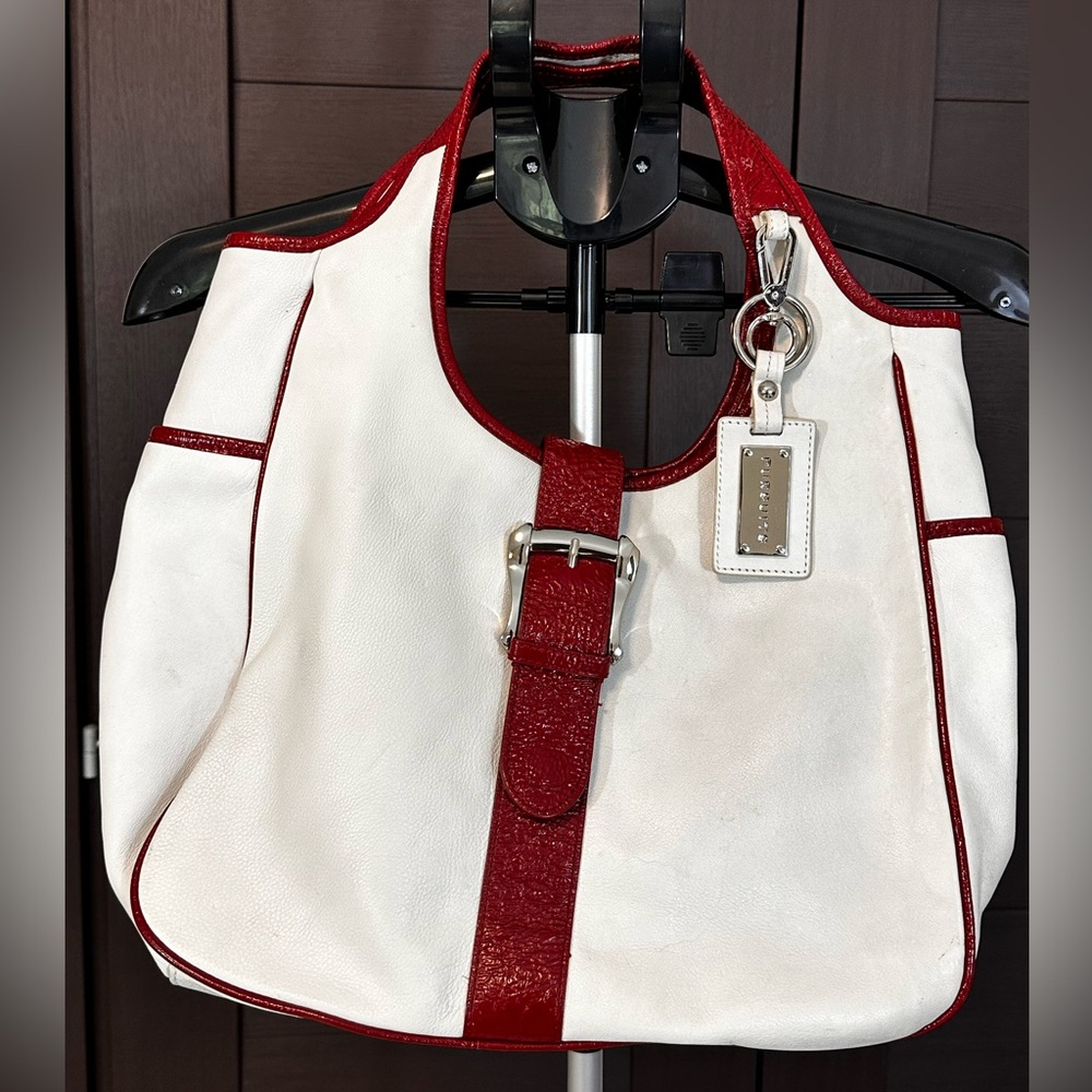 Vintage White & Red Genuine Leather Shoulder Bag – Pursuits Ltd.